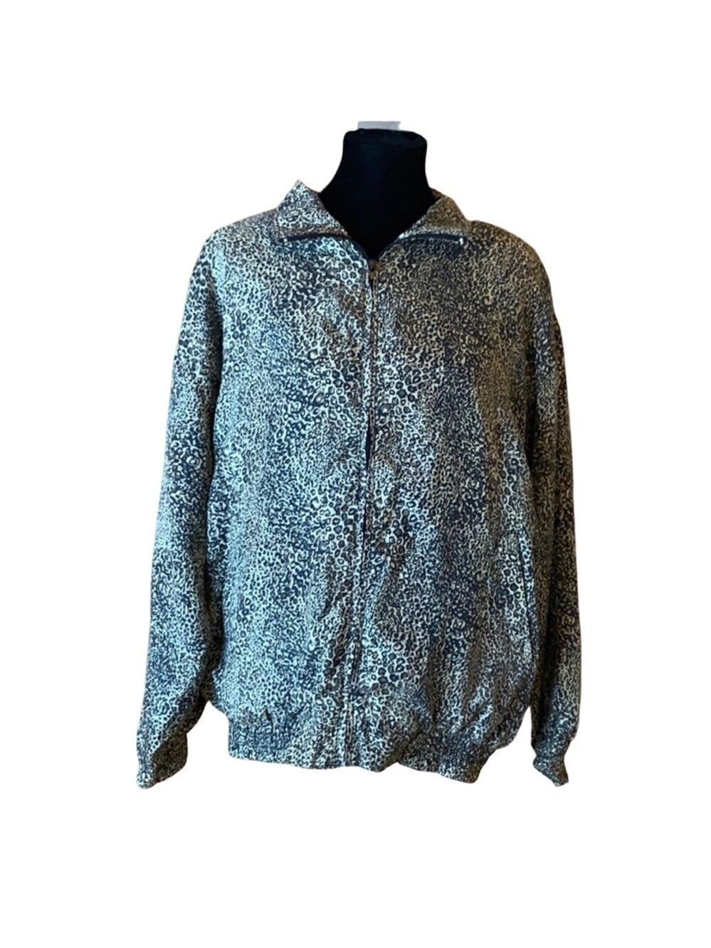 Vintage silk leopard print bomber jacket Size XL